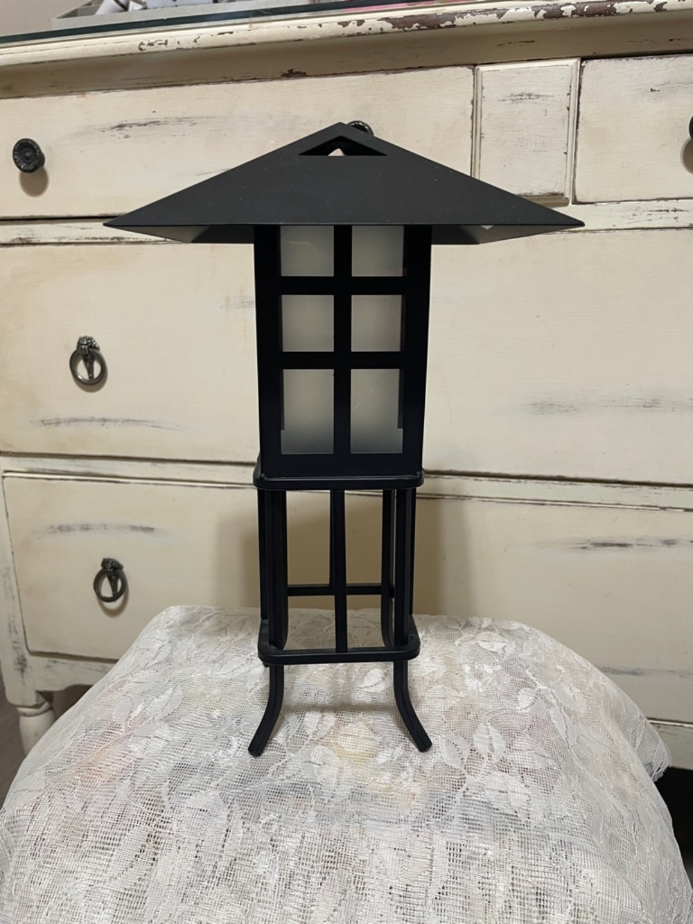 Black Metal Lantern Table Accent 10”